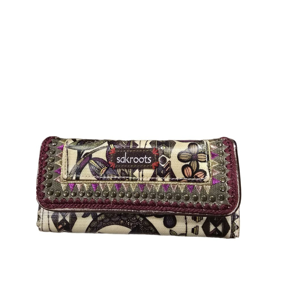 Women's Sakroots Artist Circle Wallet Beige Purple Pattern